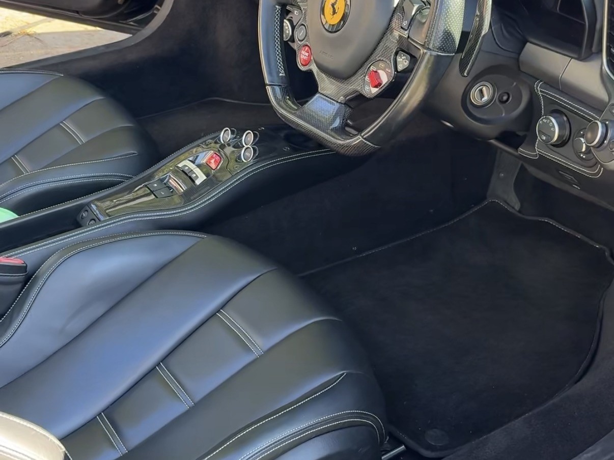 Ferrari 458 interior after a full detail in Brisbane