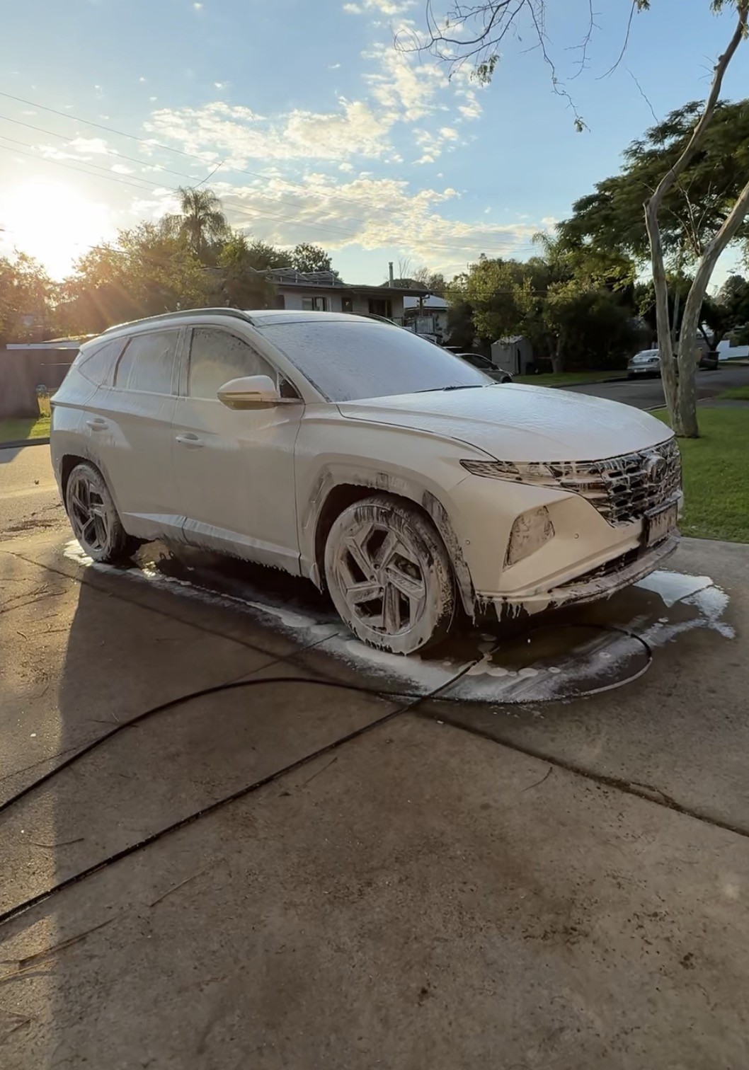 Hyundai Tucson exterior wash at a Brisbane home